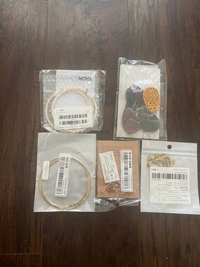 Gold Large Hoop Earrings, Gold Necklace D and Gold Necklace-Taurus,Mul